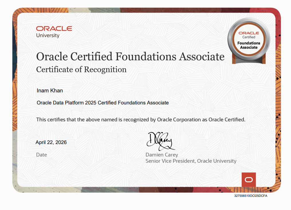 Oracle Data Platform certificate