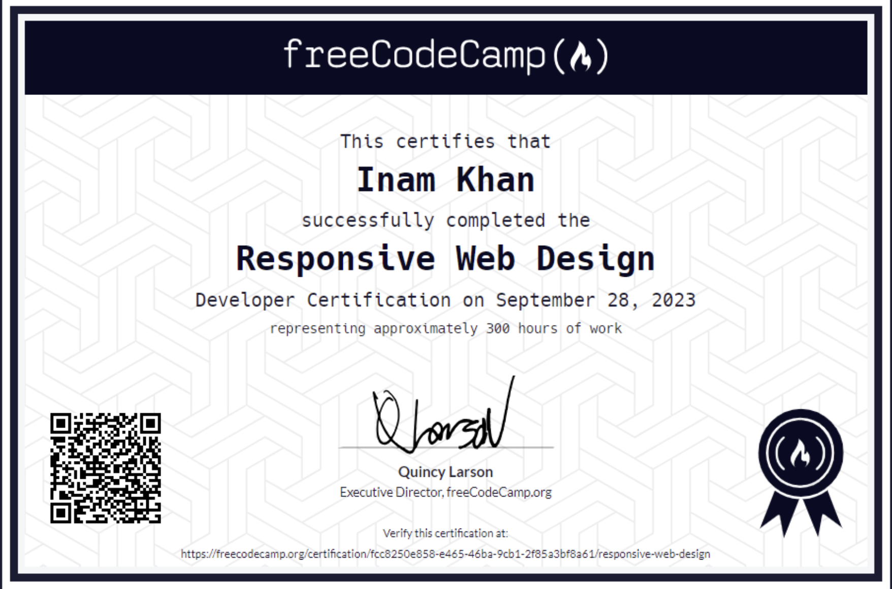 Responsive Web Design certificate